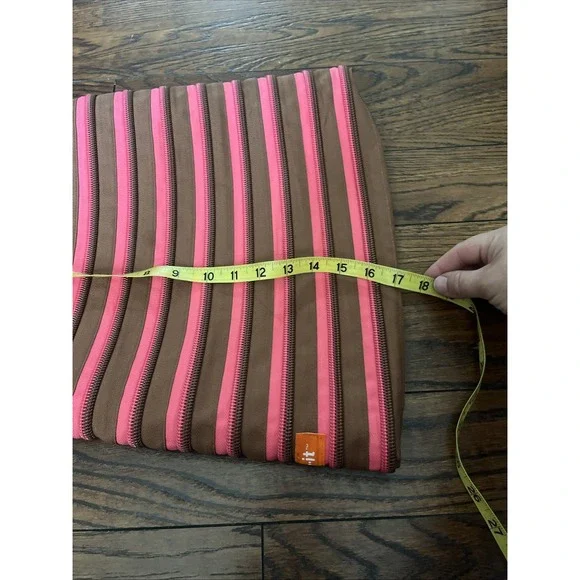 ZIP IT Tote Purse Bag One Long Zipper Handle Pink Brown Zipit‎ Zipper Satchel - Picture 7 of 7